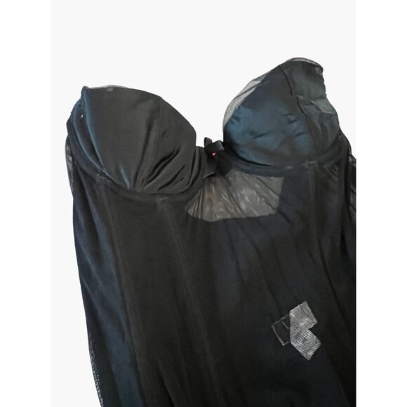 Jezebel Strapless Corset Women's Size 34B Black with Pink Rosettes Excellent con - Picture 3 of 5